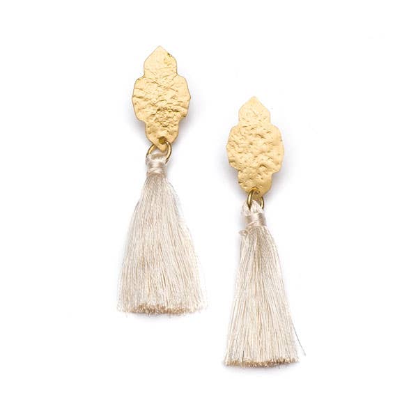 Nihira Ashram Window Earring - Gold Tassel