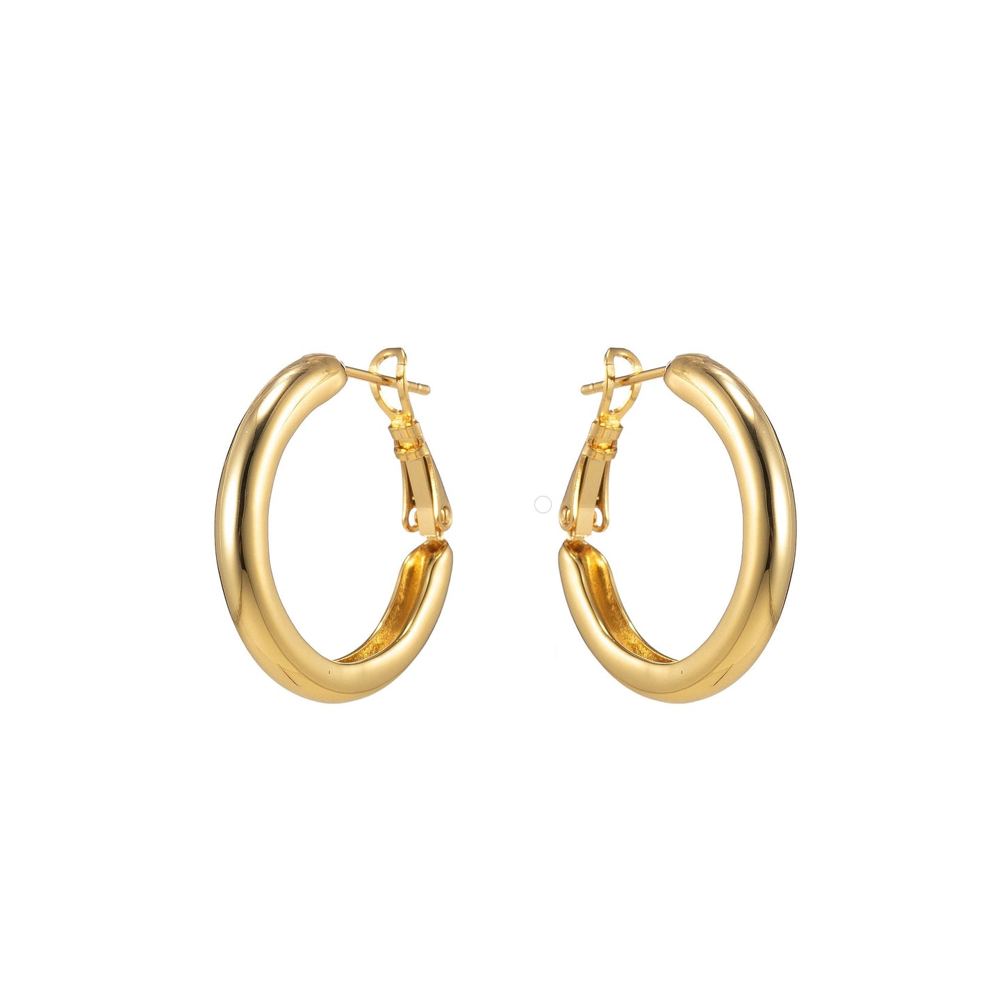Chunky Gold Hoop Earrings Hypoallergenic 24k Gold Filled Simple Minimalistic Hoops P186