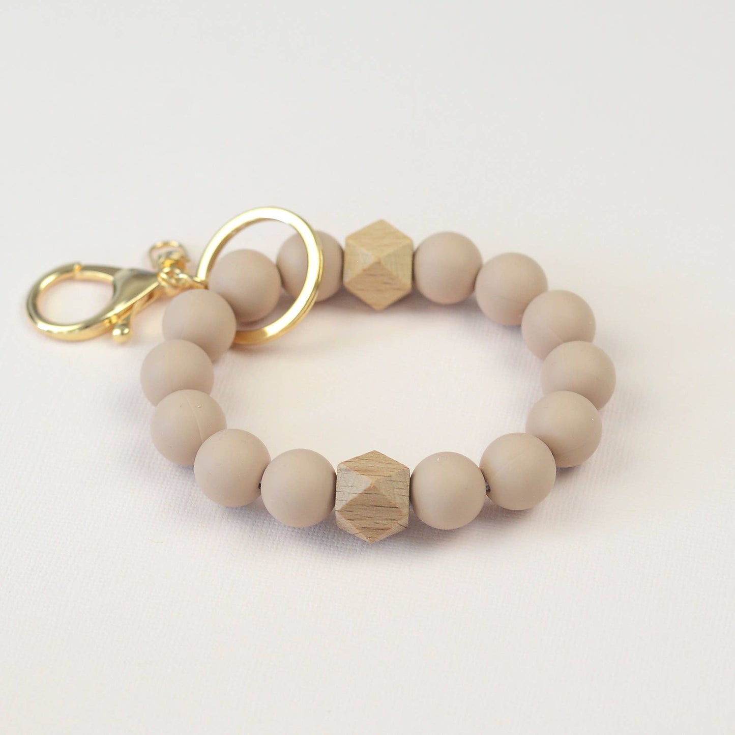 Solid Neutrals Silicone Keyring, Wristlet Keychain, Beaded