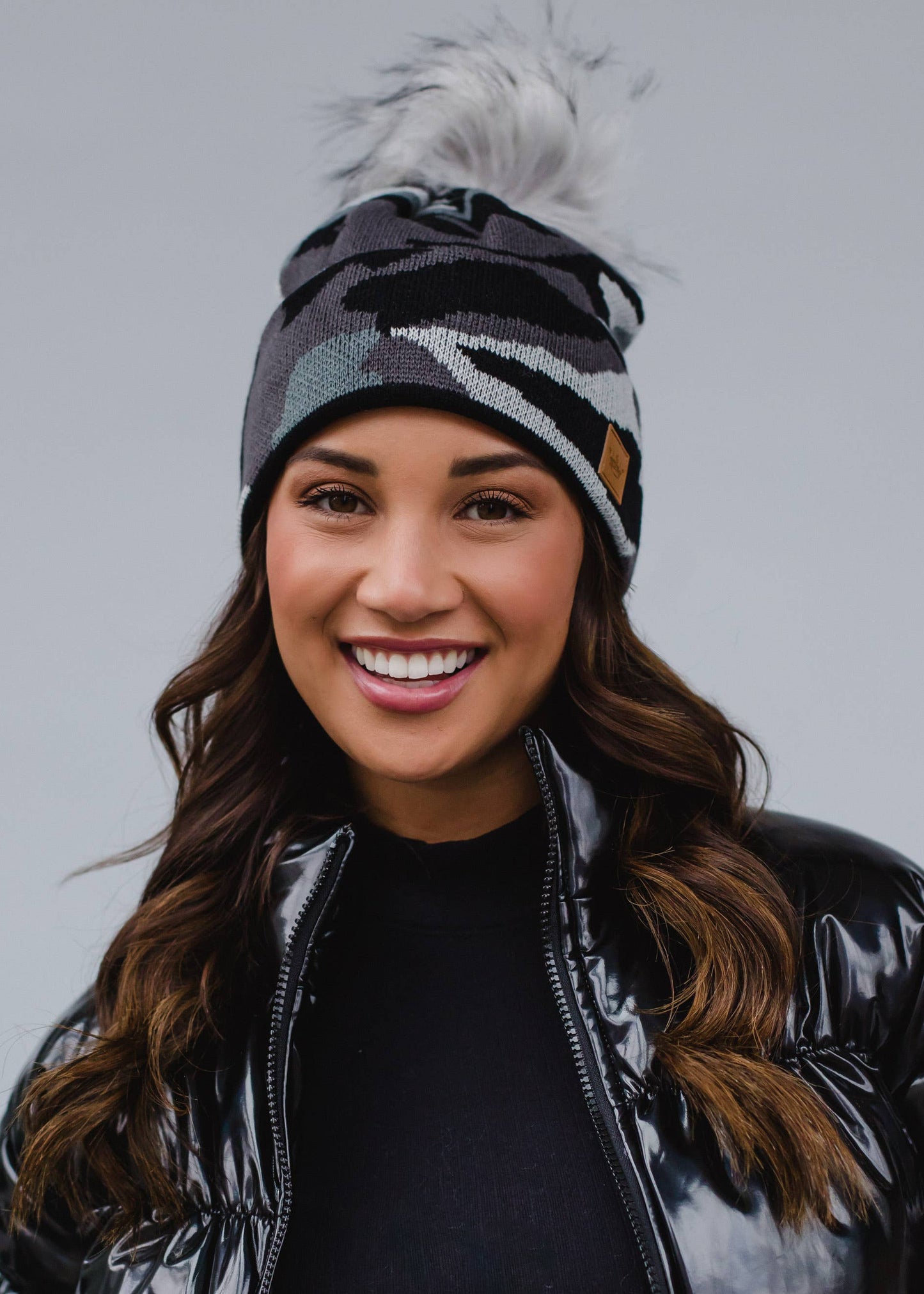 Grey Camo Pom Hat