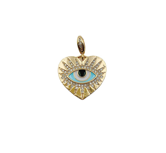 Large Evil Eye Heart Charm