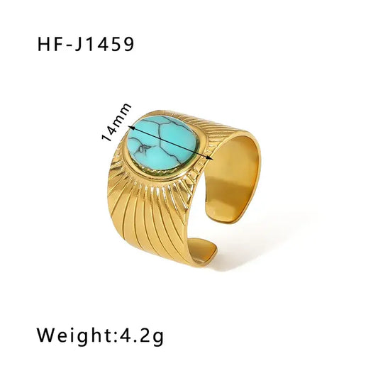18K Plated Ring W/Turquoise Stone