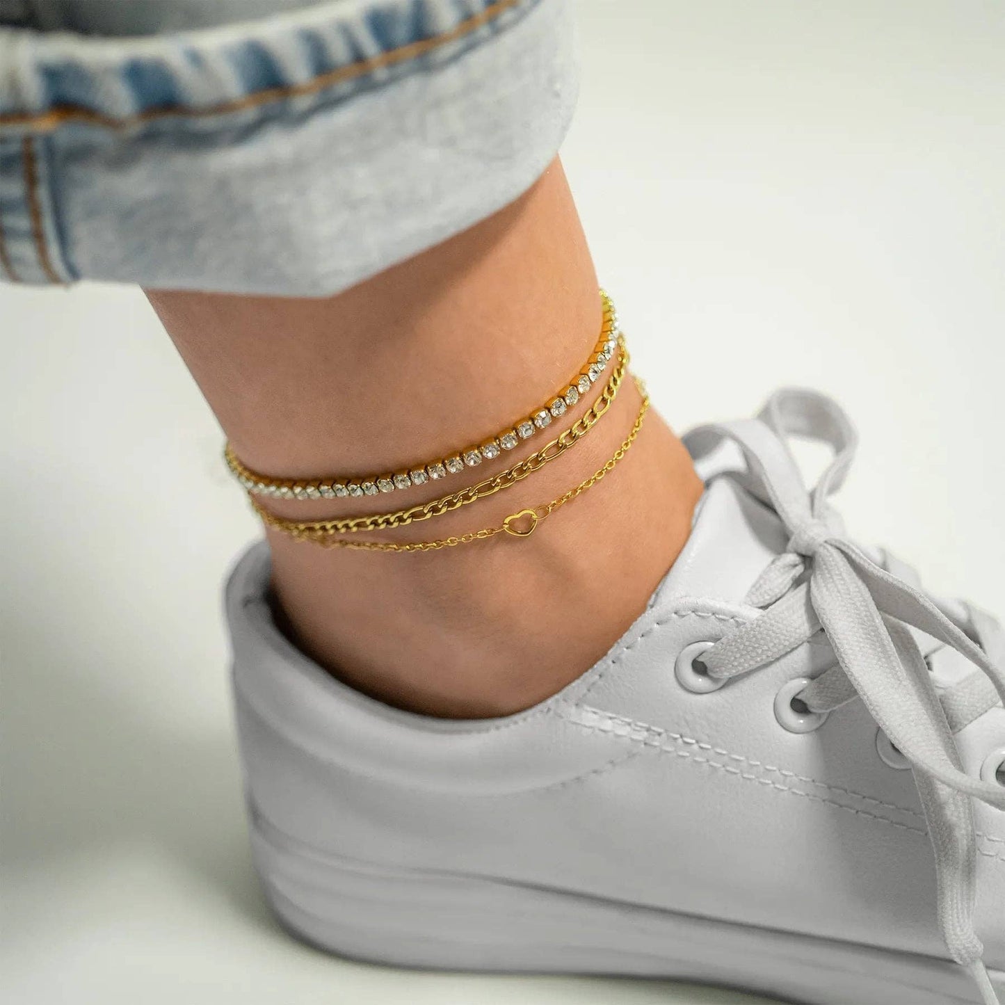 18K Hearts Chain Anklet