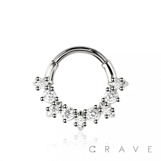 SURGICAL STEEL MULTI ROUND CZ SEPTUM/DAITH HINGED- SS