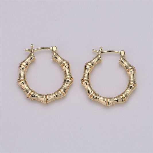 Gold Filled Bamboo Hoops