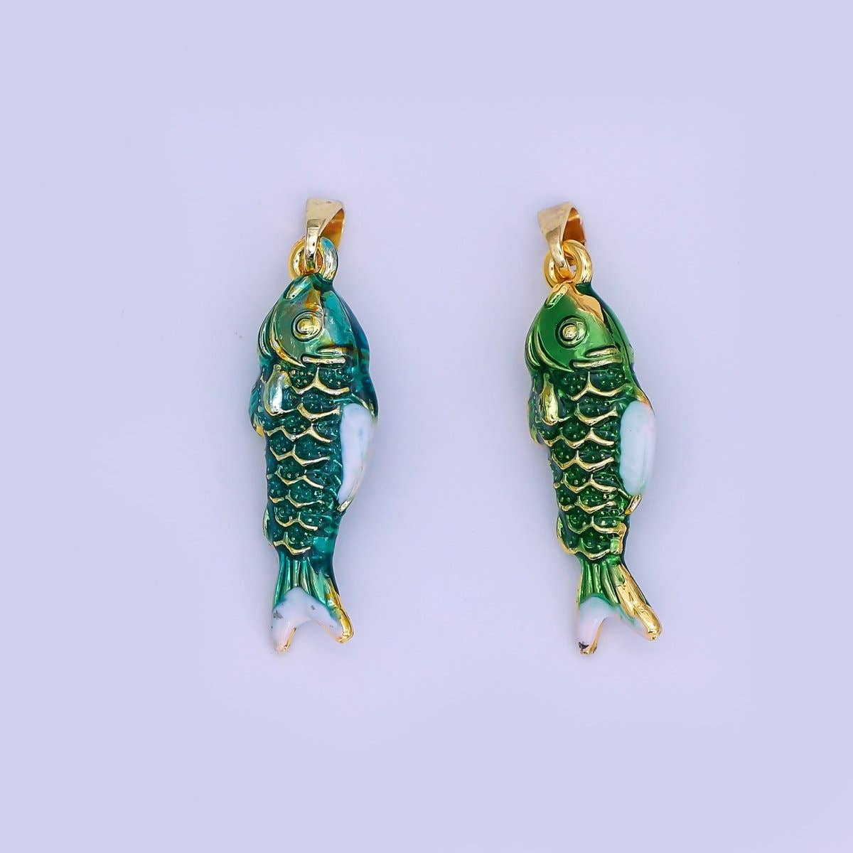 24K Green Fish Charm