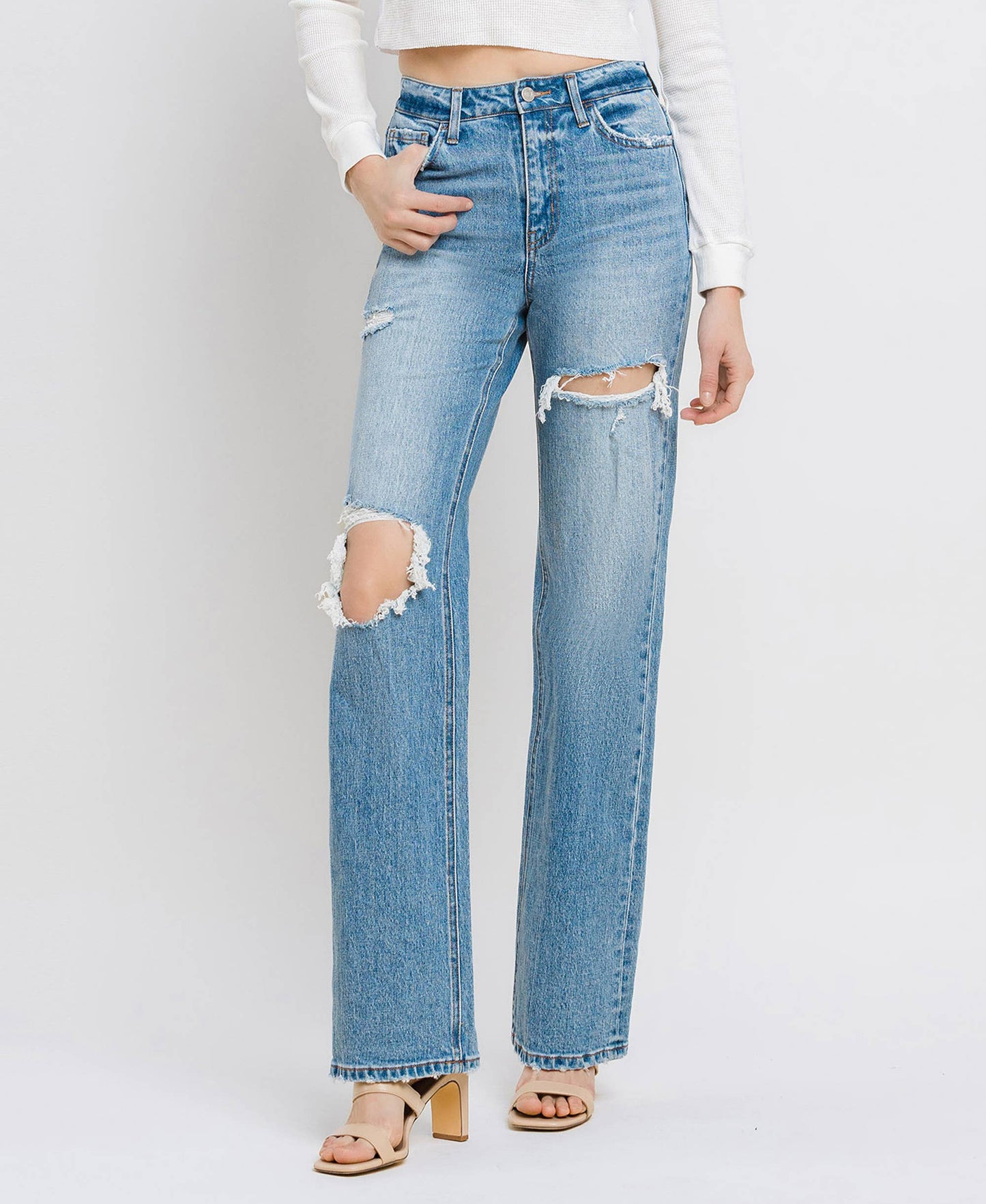 JOSIE DISTRESSED STRAIGHT JEANS
