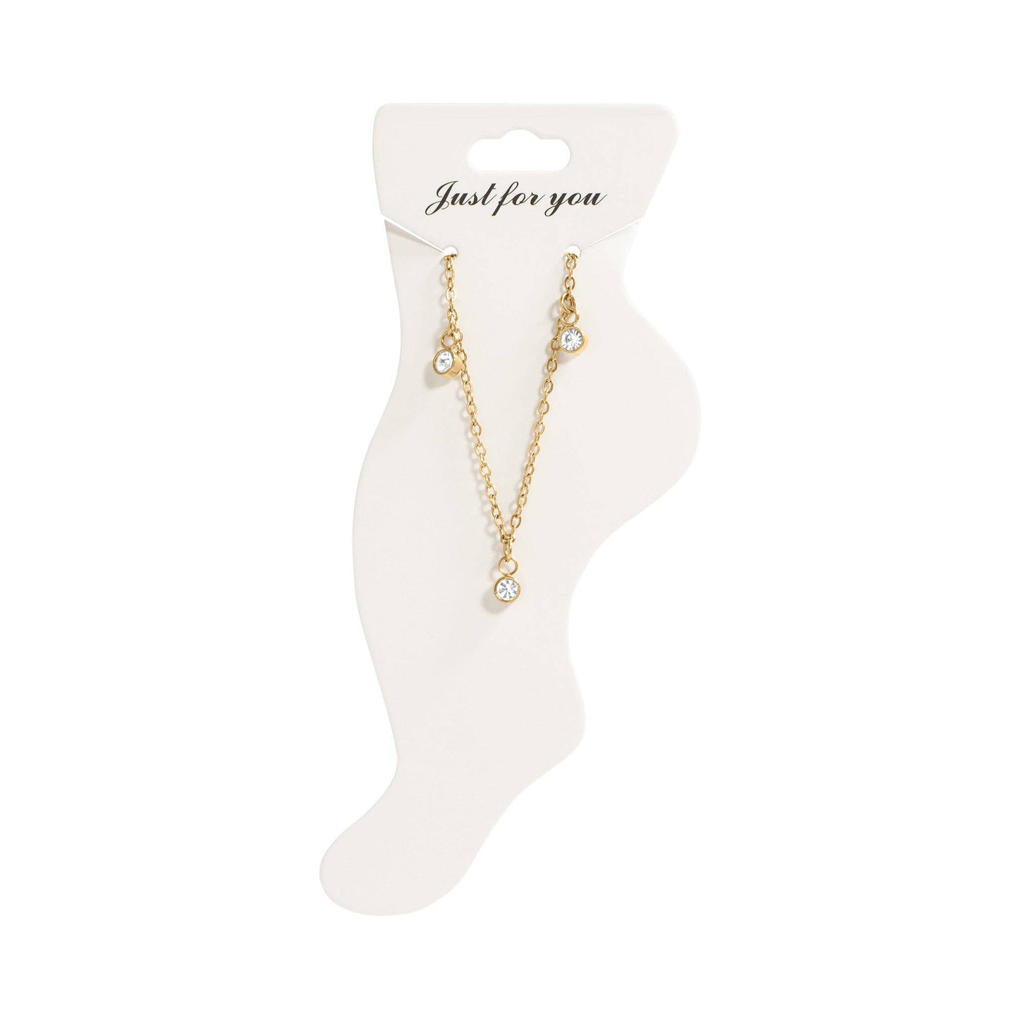18K Clear Stone Charm Anklet