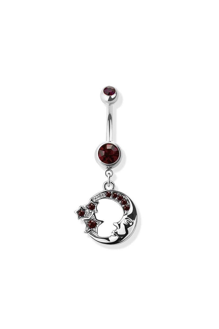 STAR AND MOON BELLY BUTTON RING: SILVER 14g