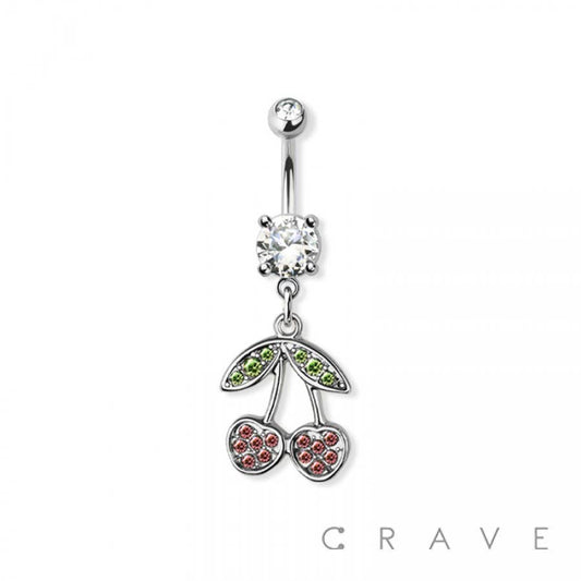 CHERRY BELLY BUTTON RING: Silver