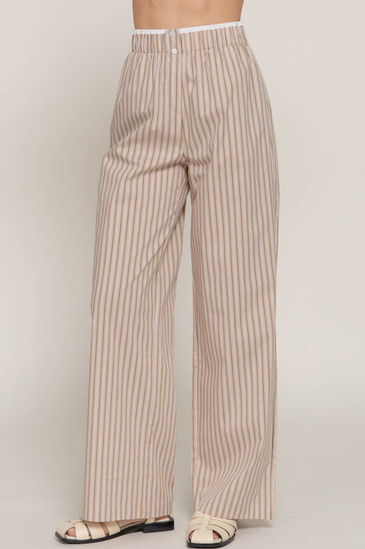 Contrast Boxer Straight Pants