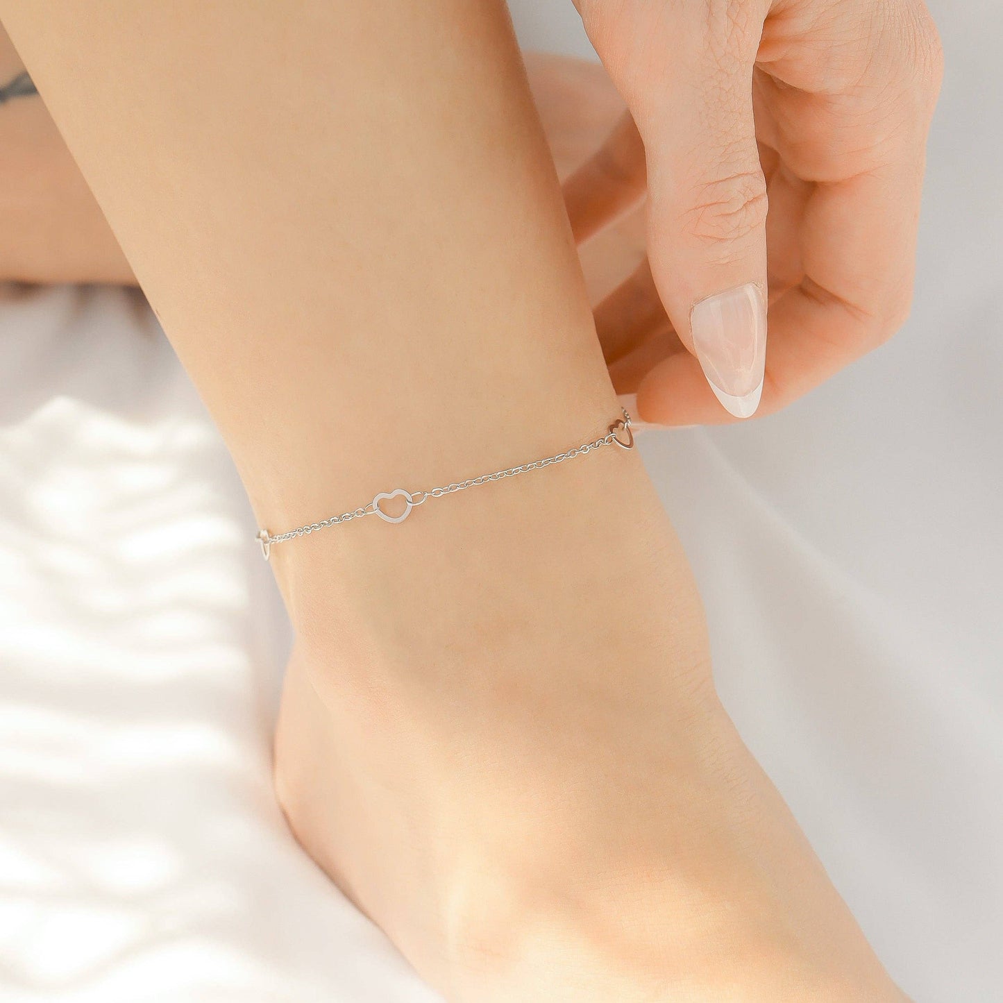Hearts Chain Anklet: Stainless