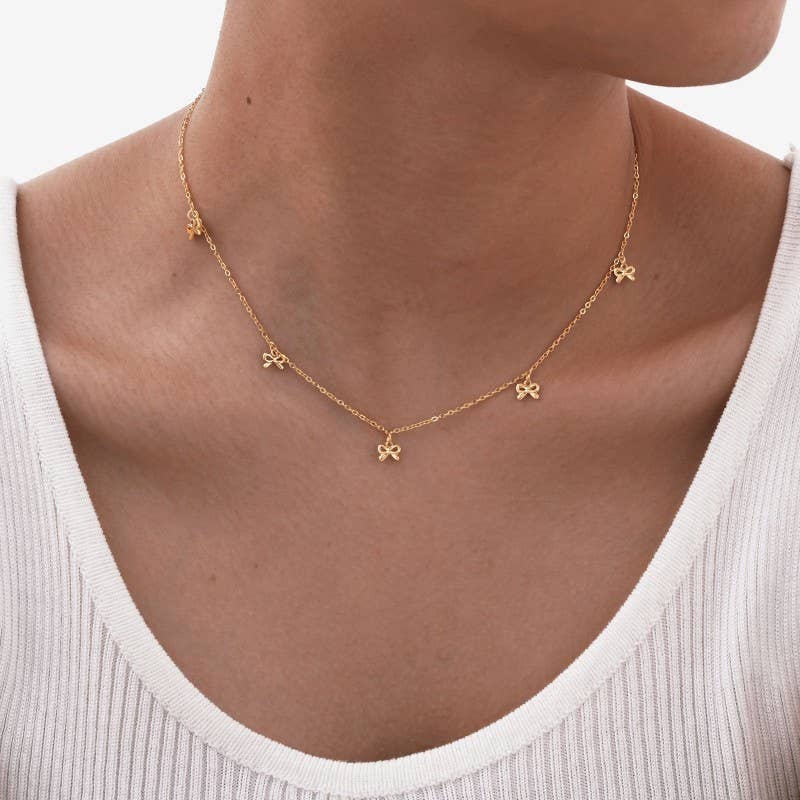 18K TARNISH FREE BOW NECKLACE