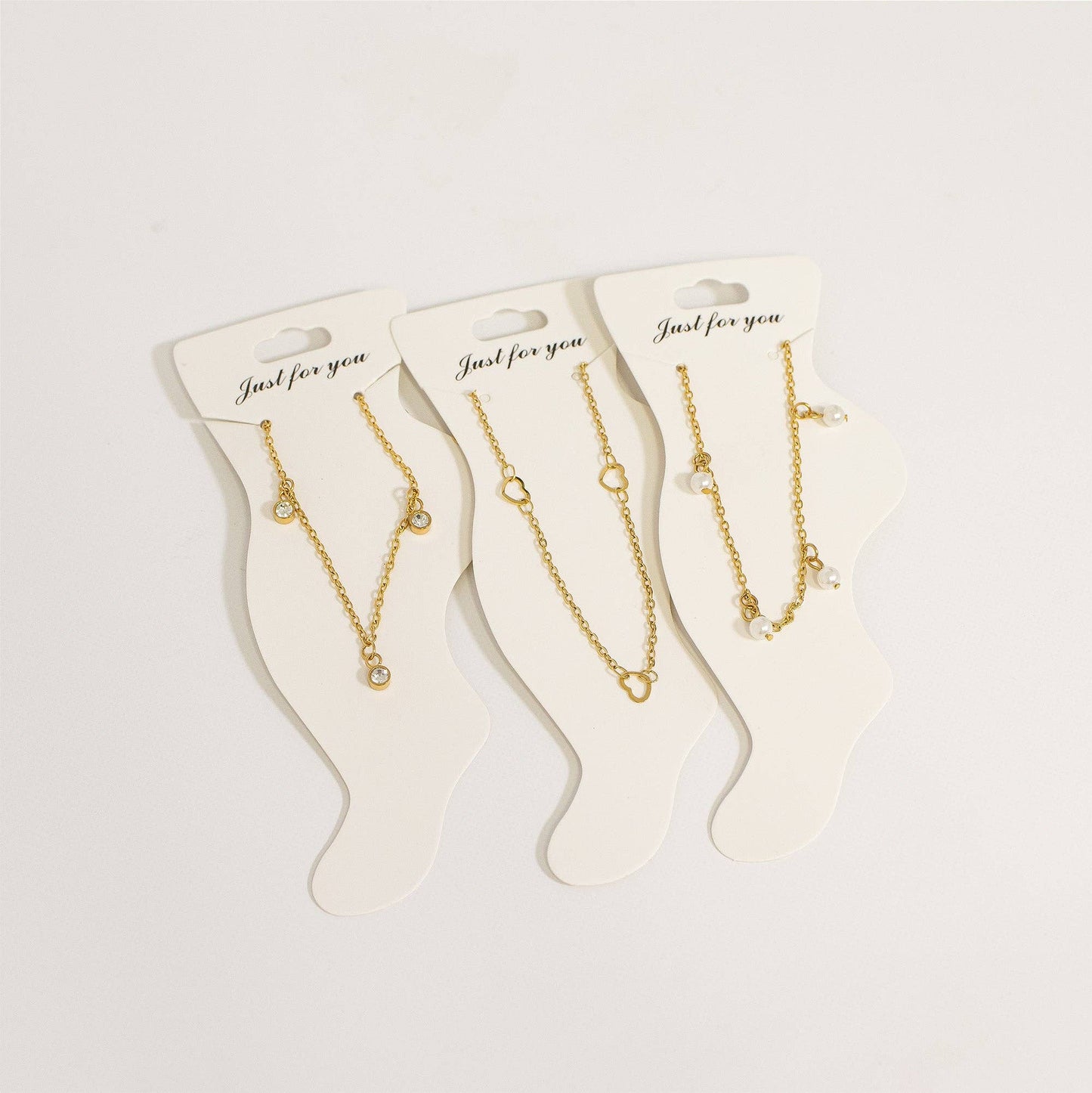 18K Clear Stone Charm Anklet