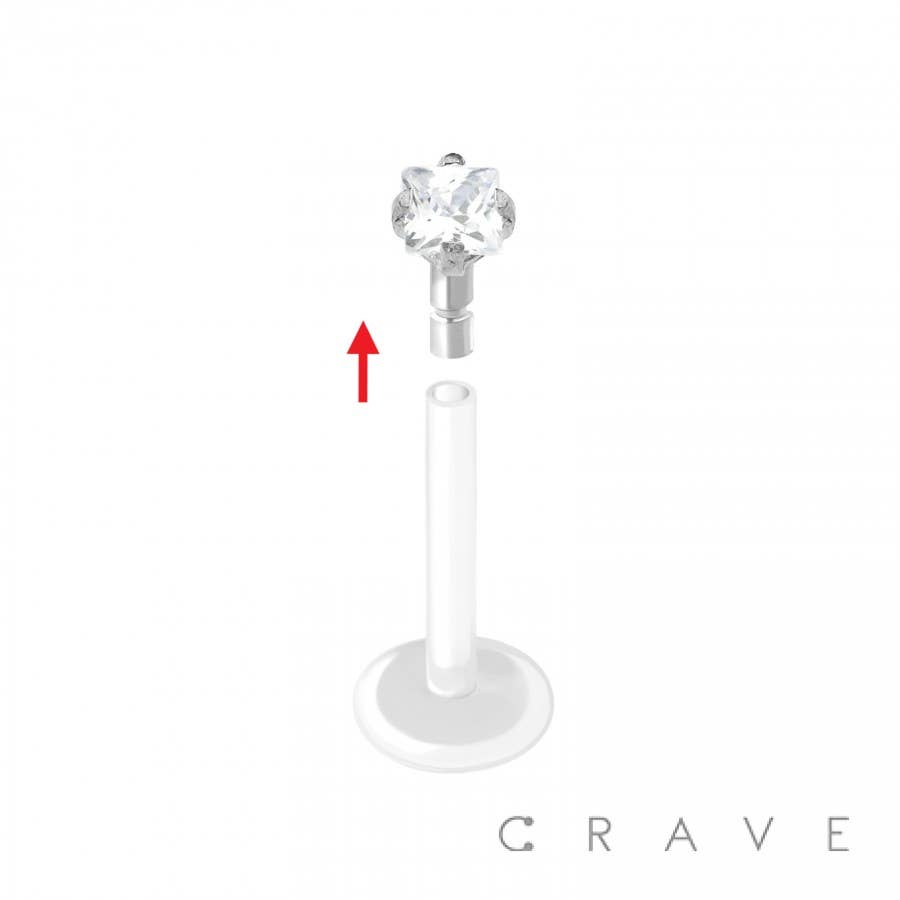 FLAT BIO FLEX LABRET SS/CLEAR-16GA