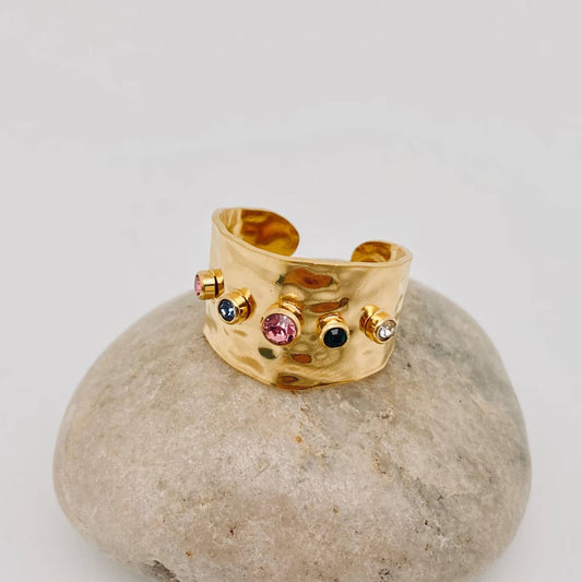 18K Natural Stone Ring- Multi