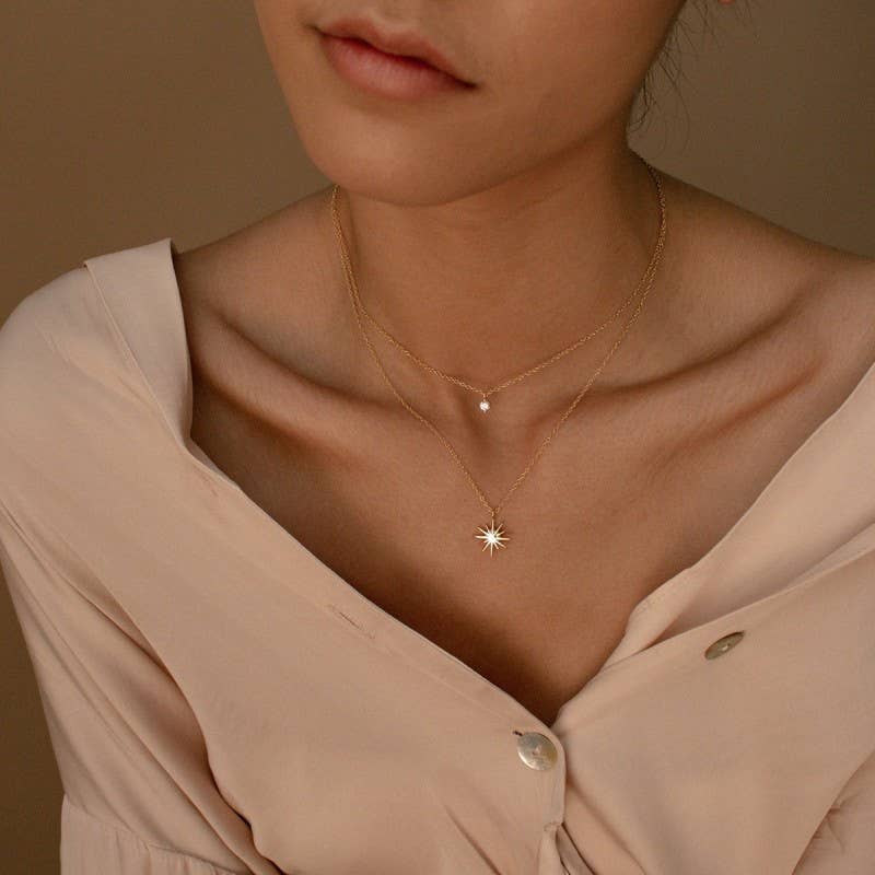 18K TARNISH FREE LAYERED NORTH STAR NECKLACE