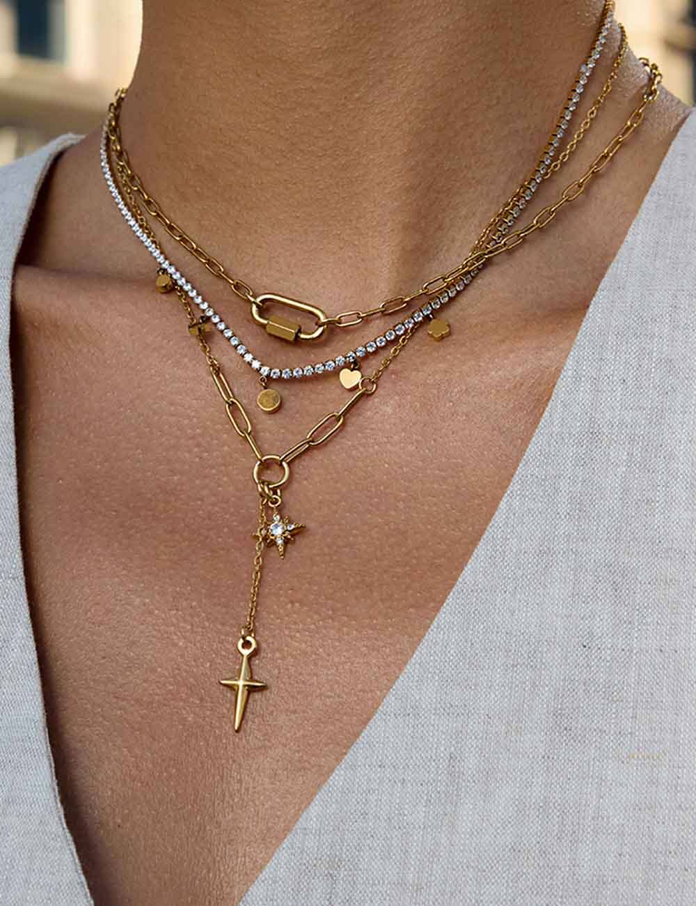 Gold Plated Cross Choker Necklace