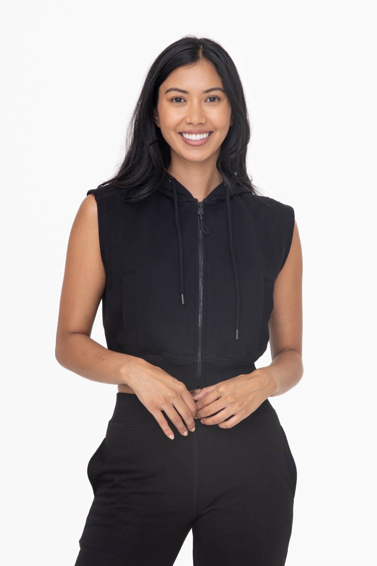 Fleece Cropped Hooded Vest