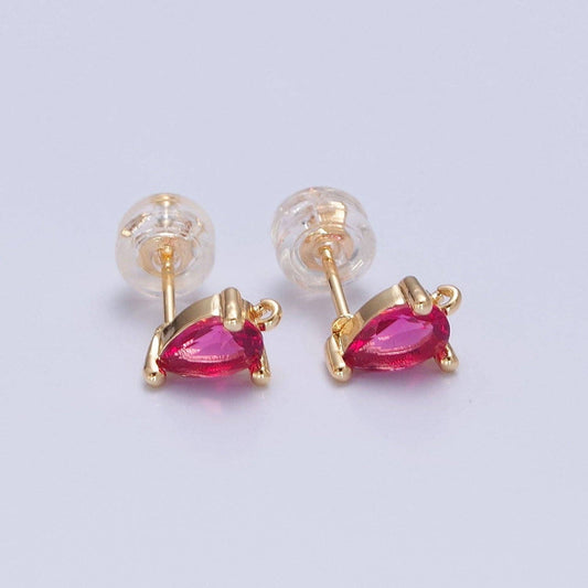 Mini Tear Drop Stud Earring- Hot Pink
