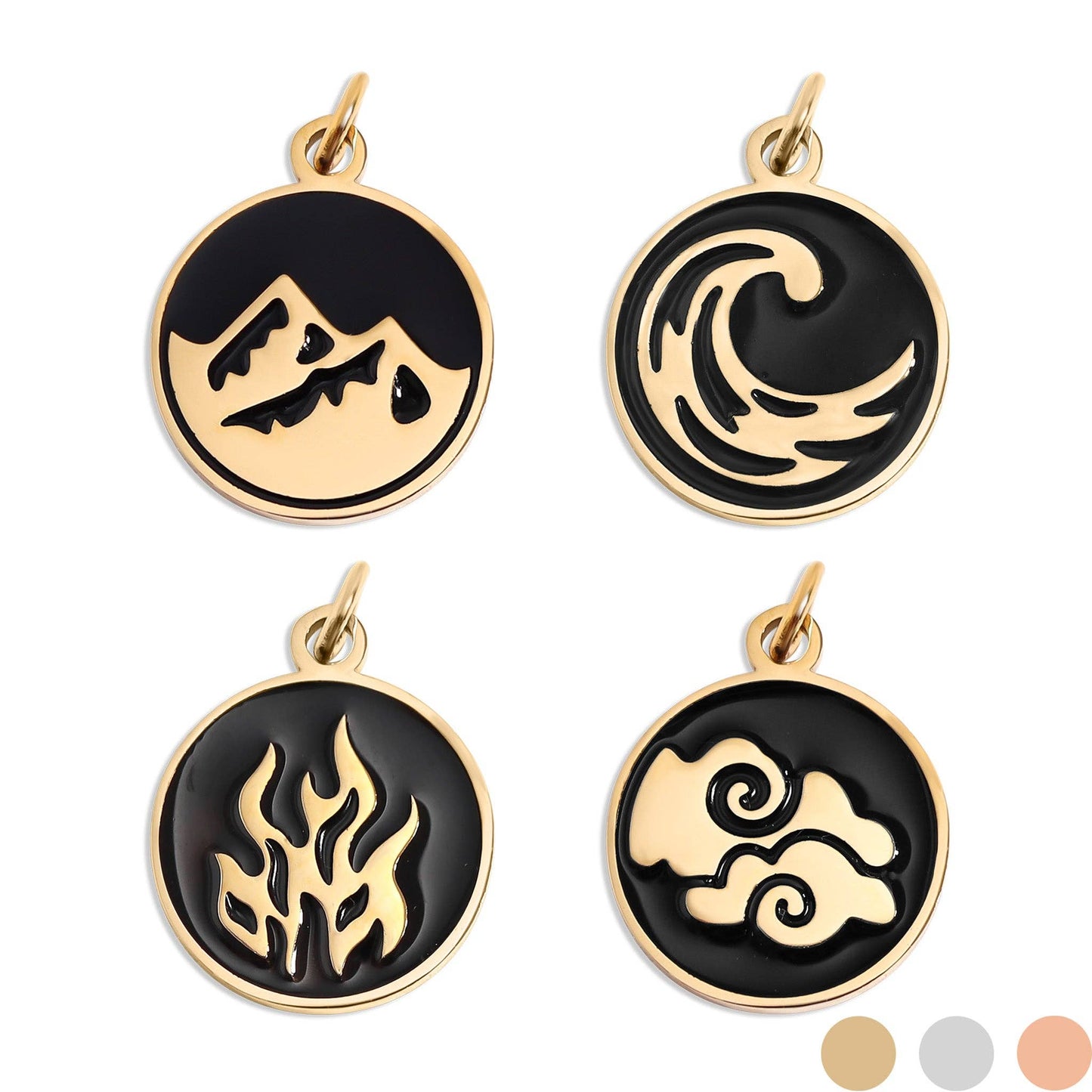 Earth, Fire, Water, & Air Element Charm- Gold