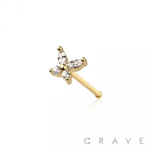 BUTTERFLY NOSE BONE STUD- Gold