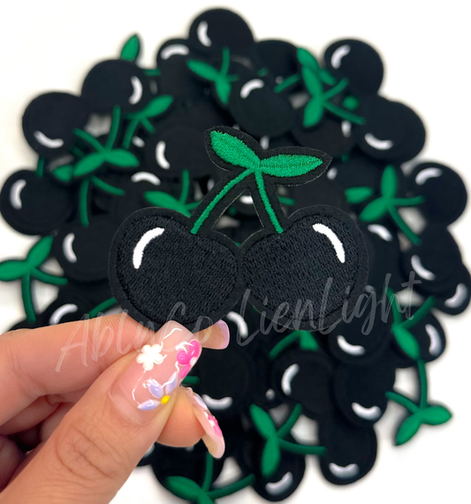 black cherry embroidery patch