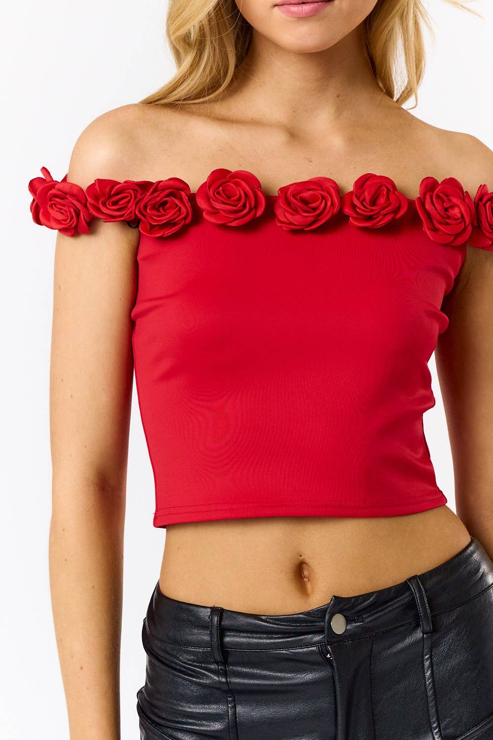 ROSETTE OFF-SHOULDER TOP