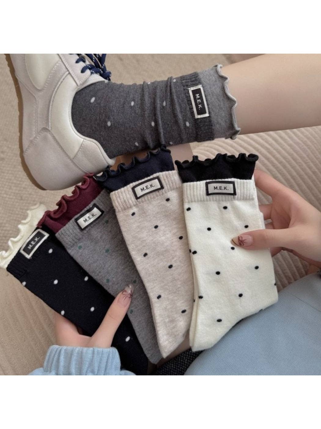 Lace Black Polka-Dot Socks