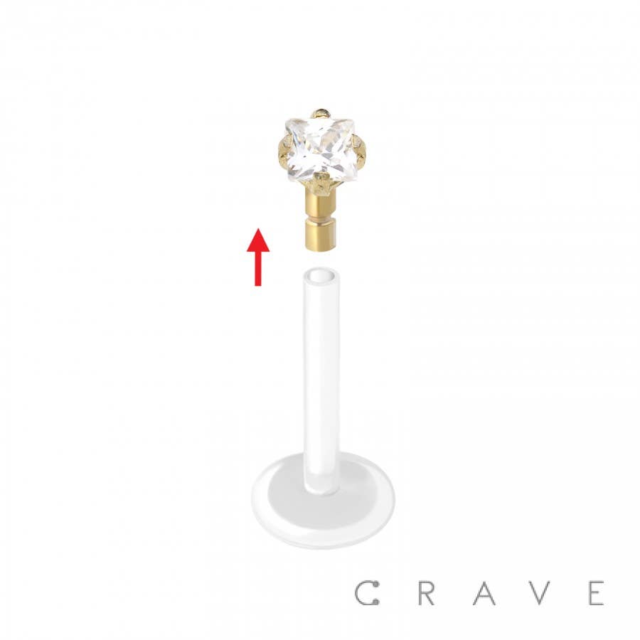 FLAT BIO FLEX LABRET SS/CLEAR-16GA