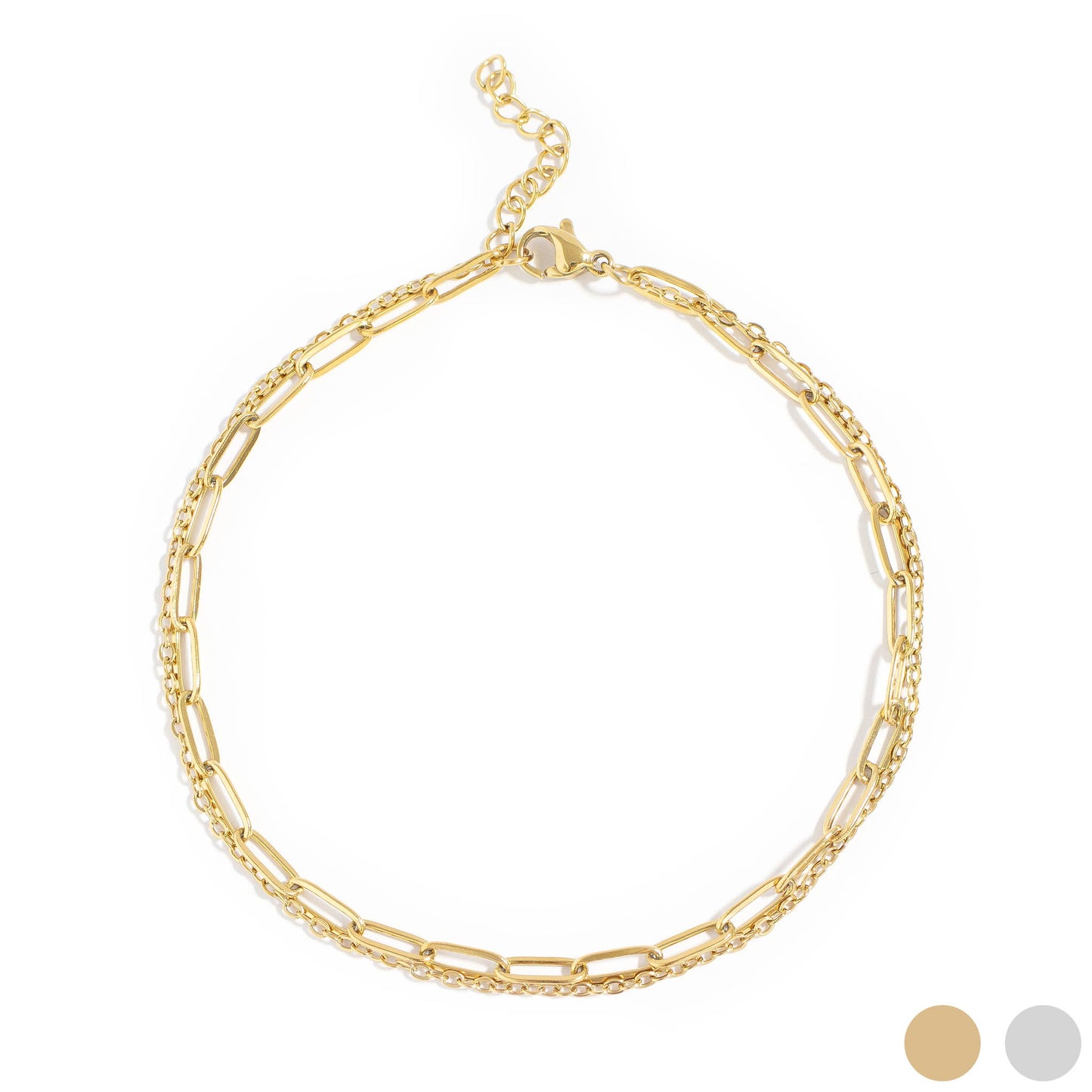 2 Row Paperclip Chain Anklet