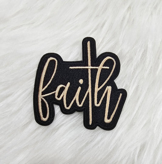 'Faith' with Cross Embroidery Iron On Patch