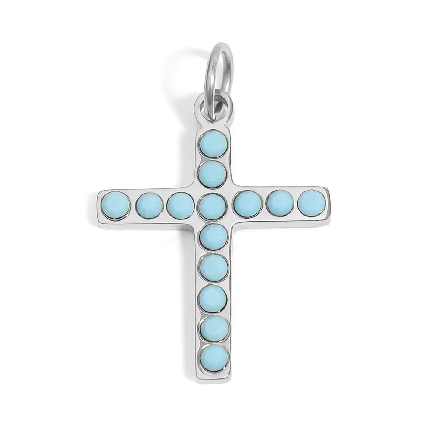 18K Gold Turquoise Cross Charm