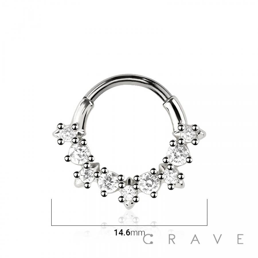 SURGICAL STEEL MULTI ROUND CZ SEPTUM/DAITH HINGED- SS