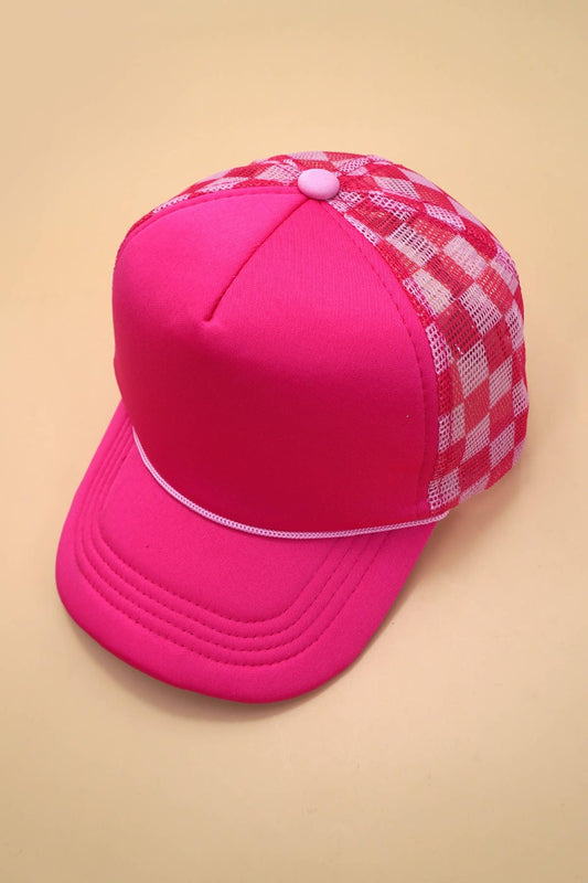 TRUCKER HAT CHECKER FUCHSIA/PINK