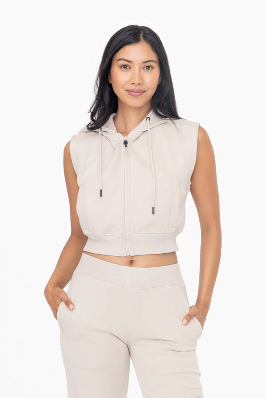 Fleece Cropped Hooded Vest