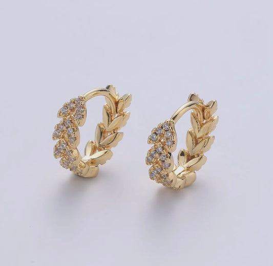 Gold Filled Olive Leaf Huggies