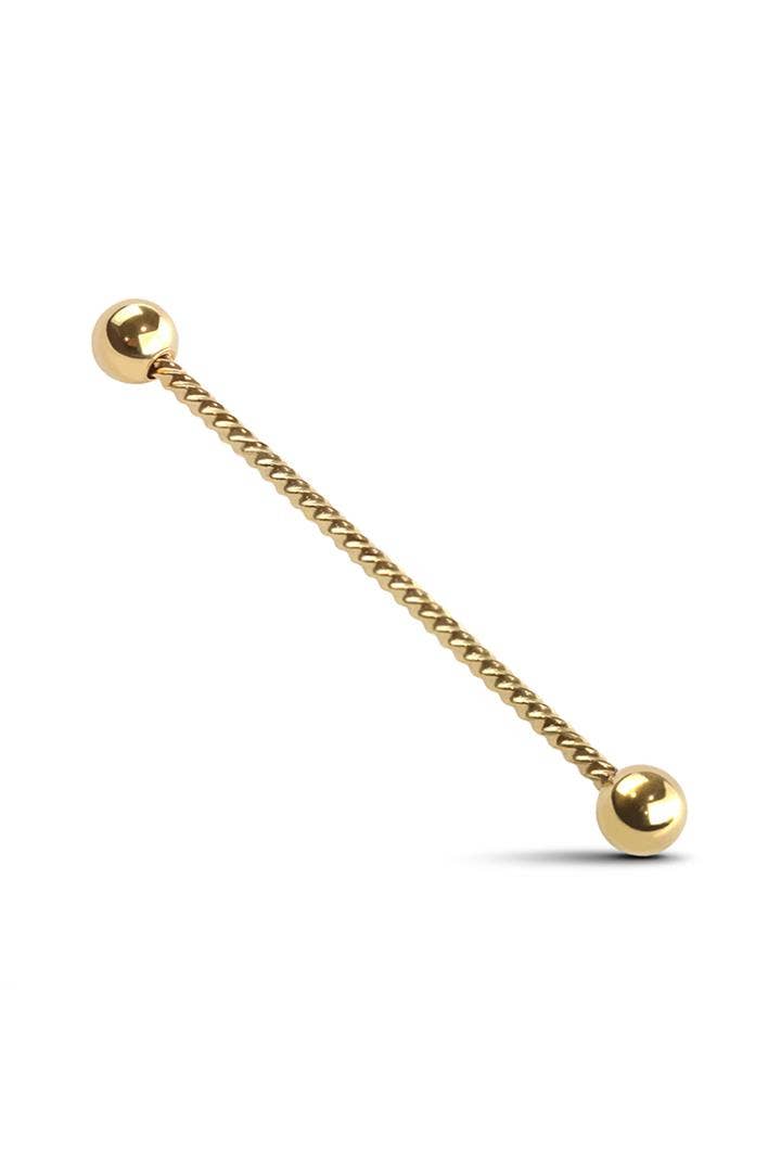 TWISTED ROPE SURGICAL STEEL BARBELL: GOLD