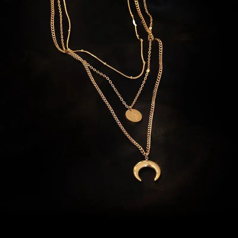 18K Moon 3-Stacked Necklace