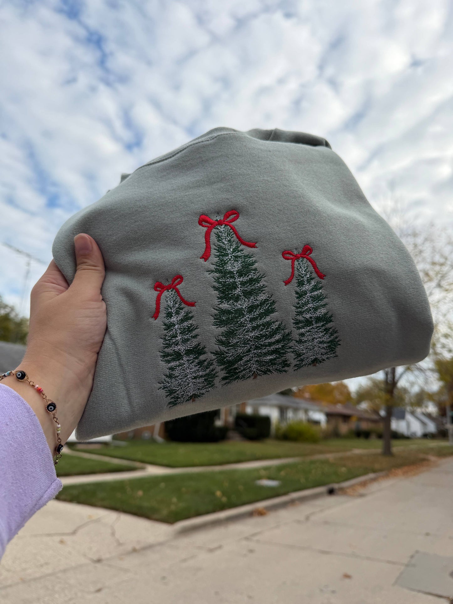 Embroidered Christmas Tree Sweatshirt
