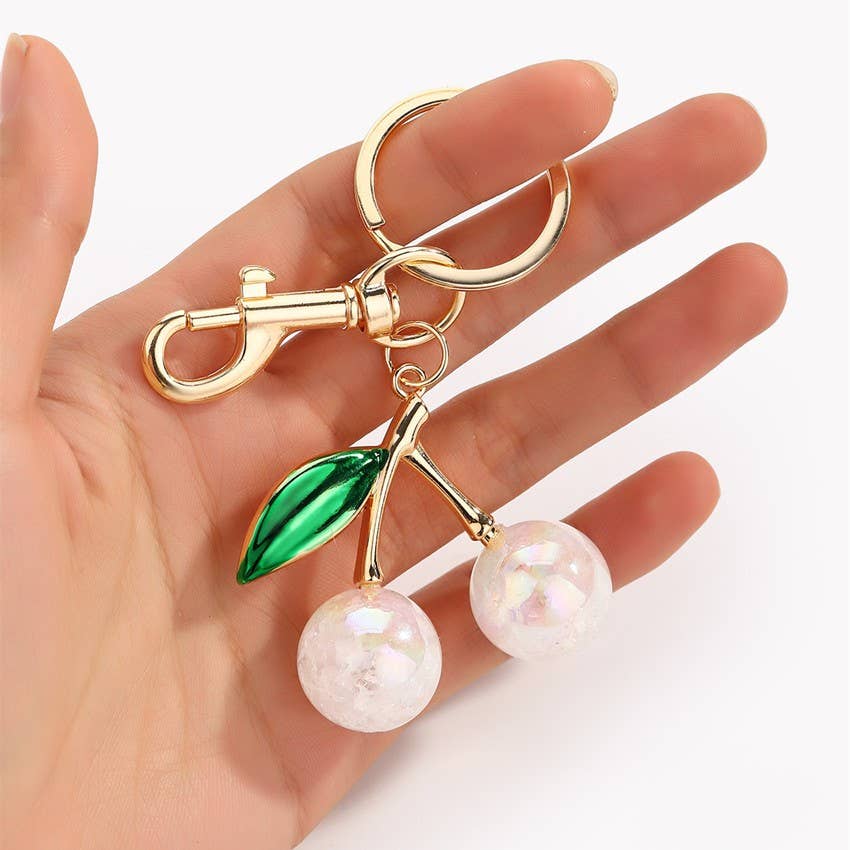 PEARLIE CHERRY KEYCHAIN BAG CHARM Pink