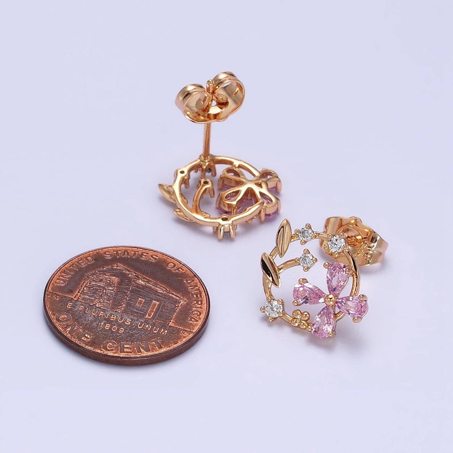 Flower Garden Stud Earrings Pink