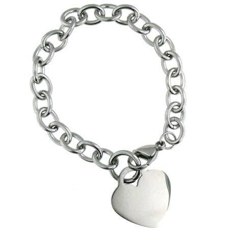 Stainless Steel Blank Heart Bracelet