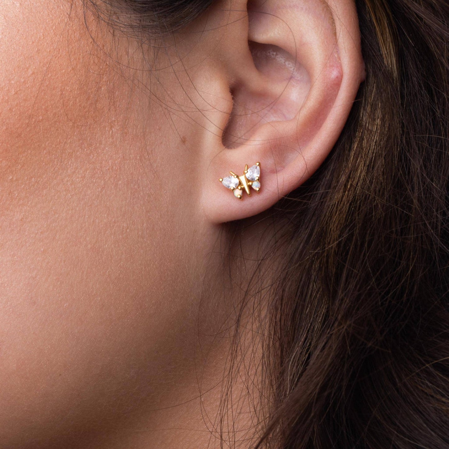 Opal and Diamond Butterfly Belle Studs