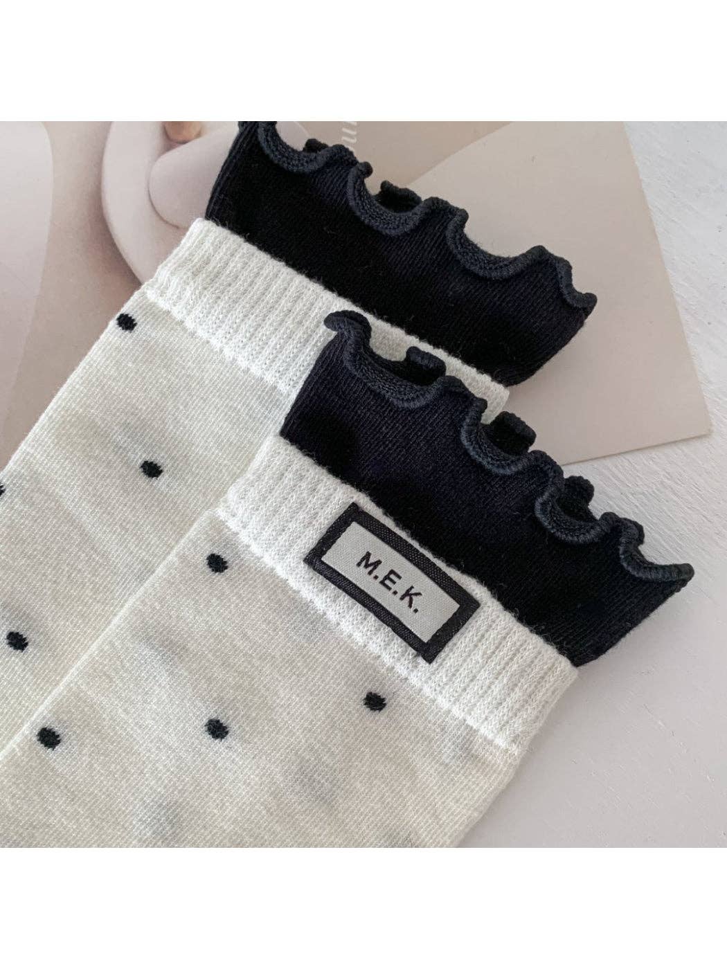 Lace White Polka-Dot Socks
