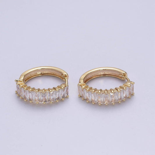 Mini 18k Gold Filled Baguette Huggies