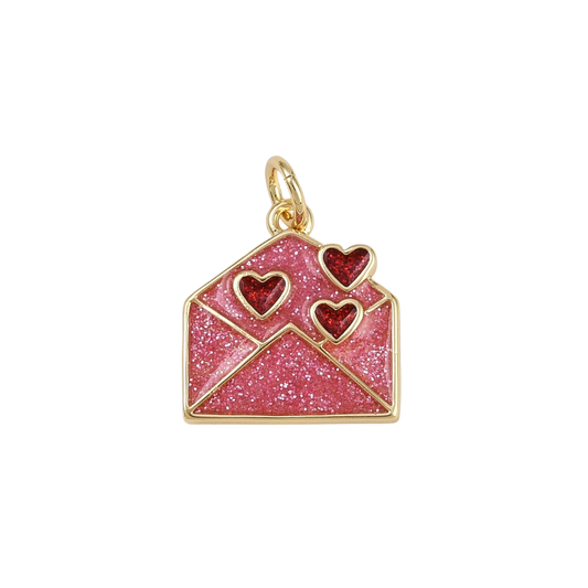 Glitter Heart Mail Charm