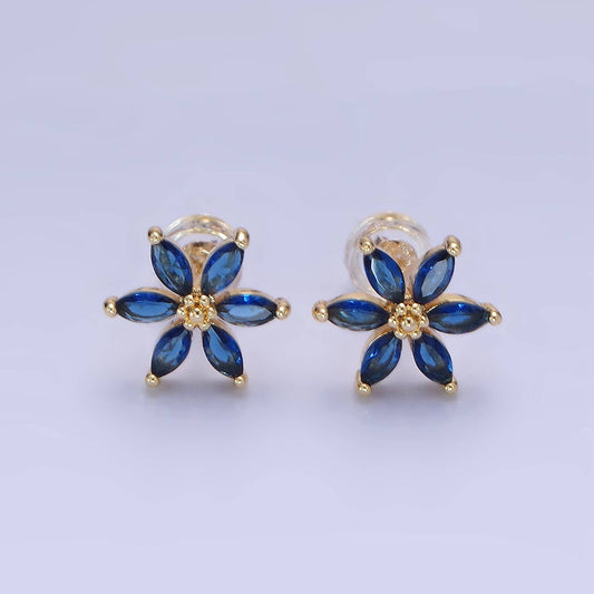 Flower Stud Earrings: Blue