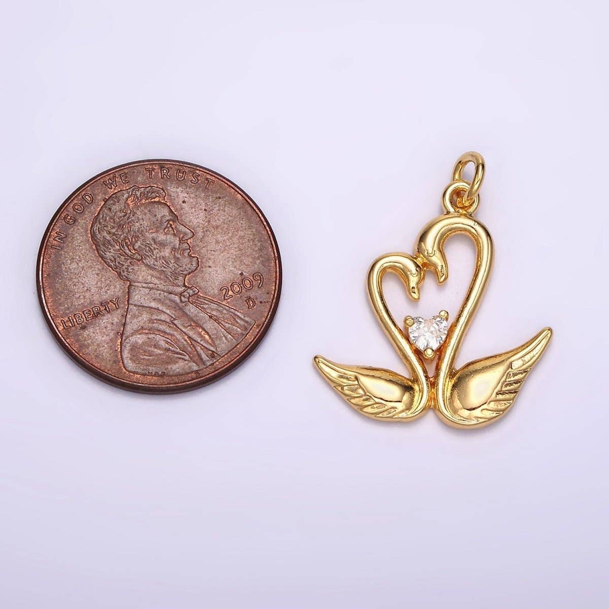 Heart Swan Charm