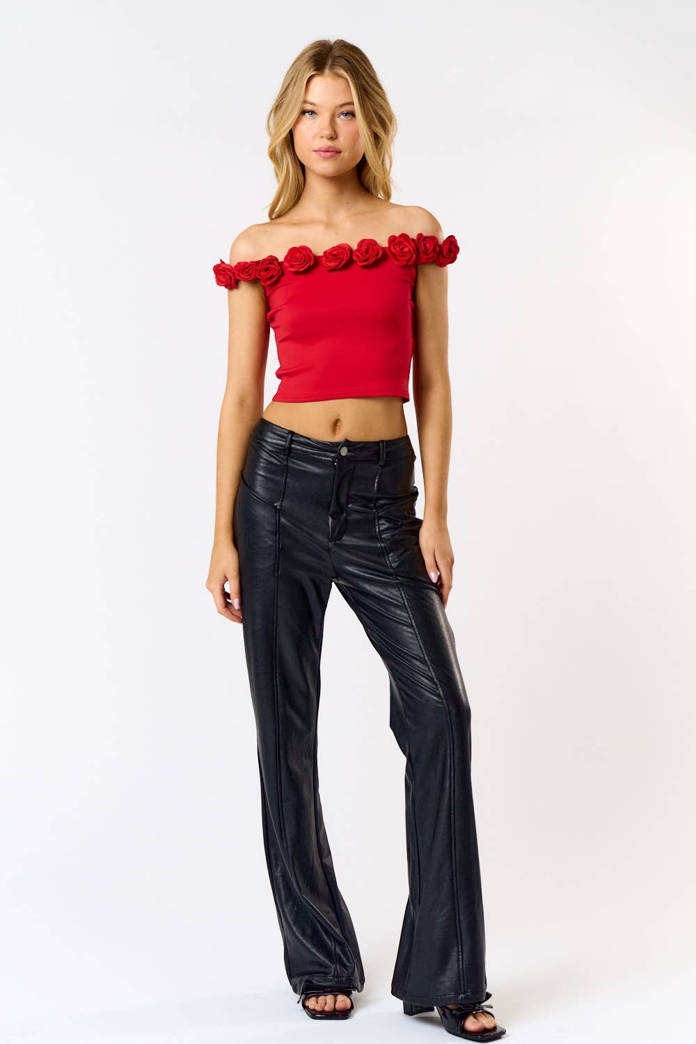 ROSETTE OFF-SHOULDER TOP